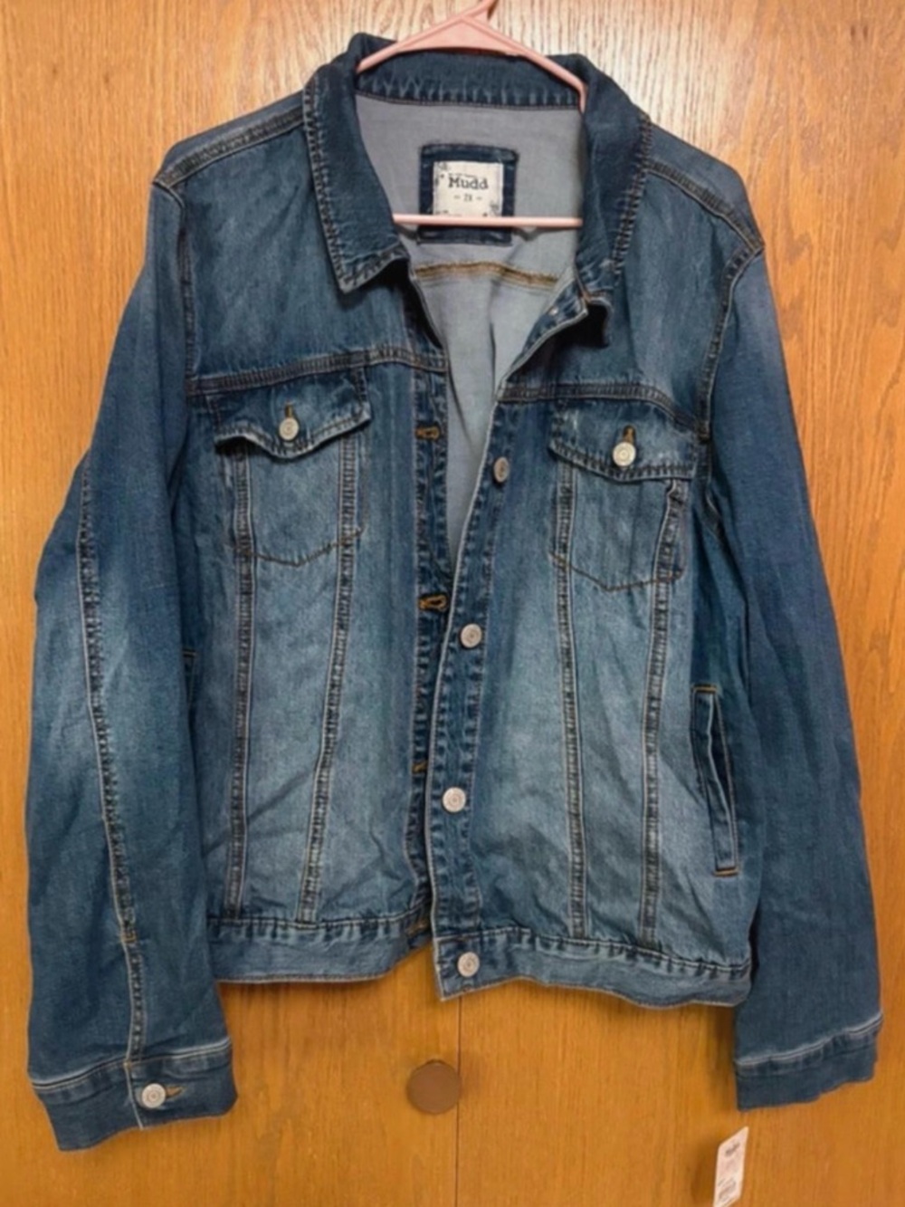 New with Tags Mudd Blue Denim Jacket 2xl with Side Pockets  and Medium wash